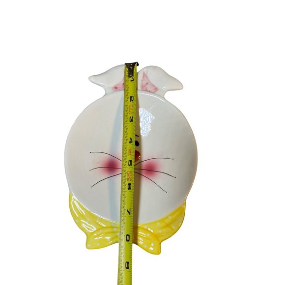 K-Mart Easter Bunny Rabbit Snack/ Treat Plate Yellow Scarf Vintage - Picture 5 of 9